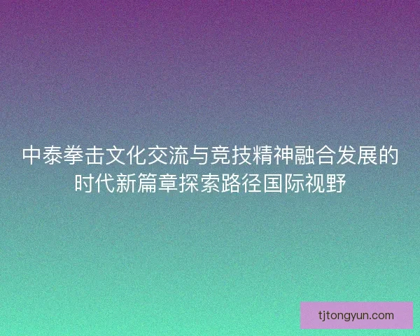 中泰拳击文化交流与竞技精神融合发展的时代新篇章探索路径国际视野