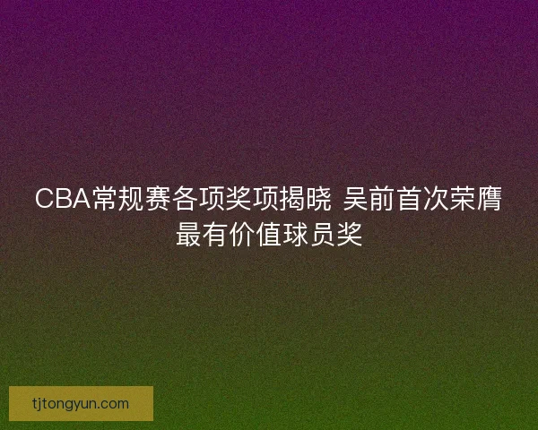 CBA常规赛各项奖项揭晓 吴前首次荣膺最有价值球员奖