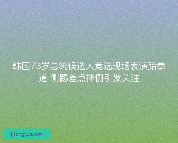 韩国73岁总统候选人竞选现场表演跆拳道 侧踢差点摔倒引发关注 韩国73岁总统候选人竞选现场表演跆拳道 侧踢差点摔倒引发关注